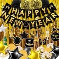 109 PCS Happy New Year Decorations 2022 New Years Eve Decorations Happy New Year Banner New Years Decorations 2022 Black and Gold New Years Party Decor