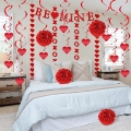 21Pcs Valentines Day Decor Valentine's Day Decorations Set Pre-Assembled Hanging Heart Swirls BE MINE Love Heart XO Garlands Banner for Home Classroom Office Wedding Party