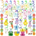 31 PCS Easter Decorations Egg Bunny Foil Swirl Party Hanging Decoration Mega Value Kit for Easter and Themed Party Decoration