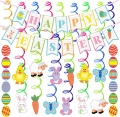 31 PCS Easter Decorations Egg Bunny Foil Swirl Party Hanging Decoration Mega Value Kit for Easter and Themed Party Decoration