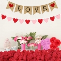 Valentines Day Decor Kit with 1 LOVE Banner, 1 Hearts Felt Garland, 6 Paper Fans, 6 Paper Flower Balls, 6 Hanging Swirls, 200 Rose Petals for Valentines Day Decorations Wedding Party Supplies