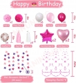 Sweet Pink Birthday Decorations for Girls Teens Women, Pink and White Happy Birthday Balloons for Women，Birthday Party Decorations for Daughter Her Kids Including Pink Happy Birthday Banner, Rose Gold Crown Foil Balloons