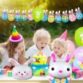 26 pcs Happy Easter Party Decorations Set, Happy Easter Banner Balloon Kits, 30.7 Inches Bunny Foil Balloons Colorful Latex Balloons for Indoor Outdoor Kids Easter Day Party Supplies