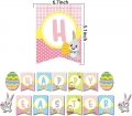 Easter Party Decorations Set, Includes Happy Easter Banner, Easter Egg Bunny Hanging Swirls Foil Ceiling Streamers, Easter Cake Toppers, Multi-Color Egg Bunny Decor Kits for Home Office School Ornaments Favors Supplies