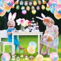 Easter Party Balloon Decorations, 58pcs Easter Party Supplies, Easter Bunny Balloon Set with Happy Easter Egg Banner Photo Booth Props Easter Cake Toppers, Easter Party Decorations Favors Supplies