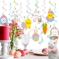 50 Pieces Easter Party Decorations Set Easter Egg Bunny Easter Pattern Hanging Swirls Ceiling Decorations for Home Office School Easter Party Supplies