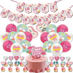41pcs Mother’s Day Decoration Set Happy Mother’s Day Banner Best Mum Ever Mum I Love You Balloons and Cake Toppers Creative Gift and Idea All in Party Supplies.