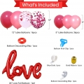 Valentines Day Party Decorations - Valentine's Day Decorations Including Banner, Paper Fans, Silk Rose Petals, Teddy Bear, Red Heart and Love Foil Balloons for Valentines, Anniversary, Wedding