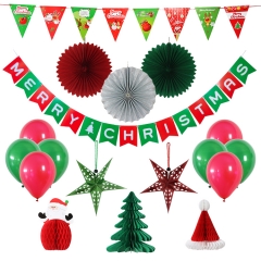 Christmas Party Theme Decoration kit supplies ，paper tassels，paper tree,tassels star，paper star，pom poms