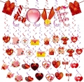 39 Pcs Hanging Swirl Decoration Kit- Foil Swirl Ceiling Decorations | Love Banner Flower Bear Heart | Romantic Party Decoration | Birthday Valentine’s Day Celebrations