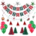 Christmas Party Theme Decoration kit supplies ，Christmas paper fans，paper tassels，paper fans，paper tree