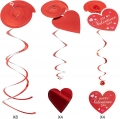 Valentines Day Decoration Kit with 1 Heart Shaped Garland, 2 Tissue Fans, 2 Tissue Poms, 6 Heart String Decorations, 8 Double Swirls and 4 Foil Cutouts Swirls and 4 Cardstock Cutouts Swirls