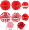 23PCS Valentines Day Decorations Party Kit with Felt Heart Banner Garland Red Pink Glitter Hanging Swirls Tissue Paper Fans Poms Conversation Cardstock Valentines Day Decor for The Home