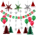 Christmas Party Theme Decoration kit supplies  ，paper tassels，paper tree,tassels star，paper star