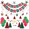Christmas Party Theme Decoration kit supplies ，Christmas paper fans，paper tassels，paper fans，paper tree