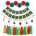 Christmas Party Theme Decoration kit supplies ，Christmas paper fans，paper tassels，paper fans，confettis