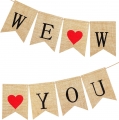 We Will Miss You Banner Burlap Bunting Banner Garland Flags Gold Confetti Balloons for Valentine's Day Wedding Party Going Away Party Office Work Party Farewell Party Decorations Supplies