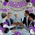 Farewell Party Decorations for Women, We Will Miss You Banner Going Away Party Supplies for Girls Female Friends Coworker Purple Black Retirement Job Change Graduation Goodbye Party Balloons Decor