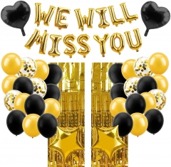 We Will Miss You Balloon Banner Decorations Kit, 49Pcs, Farewell Party Decorations, Gold Retirement Party Office Work Party Going Away Party Supplies