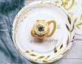 50th Anniversary Decorations Tableware - Golden 50th Anniversary Wedding Party Supplies Include Plates, Cups, Napkins, Fifty Years of Love 50th Wedding Anniversary Decorations