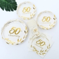 50th Anniversary Decorations Tableware - Golden 50th Anniversary Wedding Party Supplies Include Plates, Cups, Napkins, Fifty Years of Love 50th Wedding Anniversary Decorations