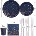 Blue Party Supplies Rose Gold Dots Dark Blue Party Plates Napkins and Cups Set Wedding Shower Decorations for Baby Shower Birthday Holiday Serve 24 Guests