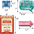 Carnival Photo Booth Props - 41-pc Photobooth Kit with 8 x 10-Inch Sign, 60 Glue Dots, 45 Sticks - Circus Theme Party Decorations - Carnival Backdrop