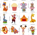 24 Pieces Carnival Cutouts Party Supplies, Circus Theme Birthday Party Favors Circus Animals, Clown Performers Carnival Party Decoration