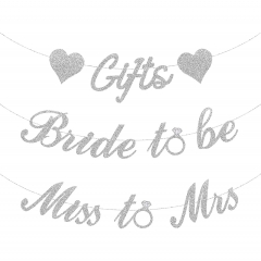 Silver Bridal Shower Decorations - Silver Bride to Be Banner, Miss to Mrs Banner and Gifts Banner for Wedding/Engagement/Bridal Shower Party Kit Supplies Decorations decor(Silver)