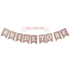 Bride To Be Banner - NO DIY - Rose Gold Glitter Bachelorette Bridal Party Banner Garland on 8 ft Strand - Rose Gold Bachelorette Bridal Party