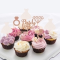 48 Pcs Glitter Bride to be Cupcake Toppers Diamond Ring Wedding Dress Cupcake Picks for Wedding Engagement Bridal Shower Party Decorations