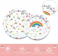 Rainbow Party Supplies, Rainbow Birthday Decorations Includes Rainbow Plates, Cups, Straws and Napkins for Baby Shower Carnival Themed Rainbow Birthday Party Supplies, 16 Guests
