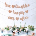 3Pcs Rose Gold Glitter Love Laughter and Happily Ever After Banner - Wedding Shower Decorations - Bridal Shower Decorations - Bachelorette, Bridal & Engagement Party Decorations