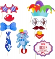 Carnival Photo Booth Props Kit(30 Count), Clown Parrot Monkey Elephant Circus Funny Selfie Props, Carnival Party Mardi Gras Birthday Wedding Party Selfie Decoration Props