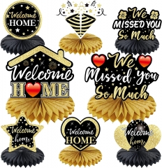 Welcome Home Decorations, 8pcs We Missed You So Much Table Honeycomb Centerpiece Decor, Welcome Back Home Family Party Supplies, Patriotic Military Homecoming Deployment Returning Back Sign