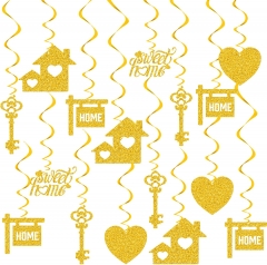40 Pieces Housewarming Party Decorations Welcome Home Decorations Glitter Gold Hanging Swirls Welcome Home Party Hanging Swirl Supplies Housewarming Hanging Signs for Welcome Home Party Decorations