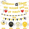 Welcome Home Decorations Kit - Welcome Home & We Missed You So Much Banner,Cake Topper,Dot Circle Garland Triangle Flag Banner,Welcome Home Balloons for Welcome Back Party Housewarming Party Supplies