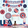 Welcome Home Decorations Kit Military Welcome Home Banner Red White and Blue Balloons Patriotic Paper Fans Star Streamers Tablecloth for Patriotic Memorial Day Deployment Returning Party Decor