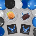 Official U.S. Air Force Party for 16 guests! Includes 16 ea. 7” Dessert Plates and Luncheon Napkins in the Official U.S. Air Force Logo