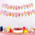 2 Pieces Ice Cream Banner Banner Ice Cream Theme Party Decoration Party Supplies Signs Streamer Decor for Events Holidays School Summer Pool Beach Kid Happy Birthday Party
