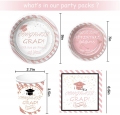 Graduation Party Supplies 2022 - Graduation Tableware Included Banner, Plates, Cups, Napkins, Tablecloth, Cutlery, Straws, Congrats Grad Decorations for Graduation | Serves 24 (Rose Gold)