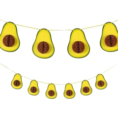 Avocado Garland, 7 Feet Long with 7 Inch Honeycomb Avocados -  Party Decor, Fiesta, Baby Showers and More - 1 Piece