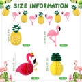 12 Pcs Flamingo Party Decoration Set Pineapple Flamingo Flower Garland Banner Green Pink Yellow Hanging Paper Fans Pineapple and Pink Flamingo Honeycomb for Luau Beach Birthday Photo Backdrop